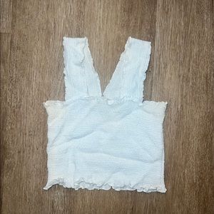 White ruffled / scalloped edged crop top (stretchy material!)